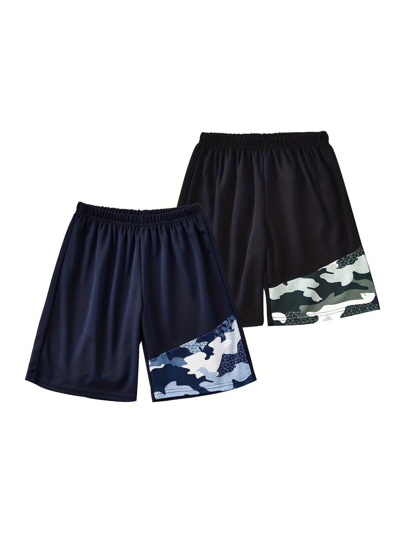 2 Boys Camo Gym Shorts Quick Dry Lightweight Athletic Training Running
