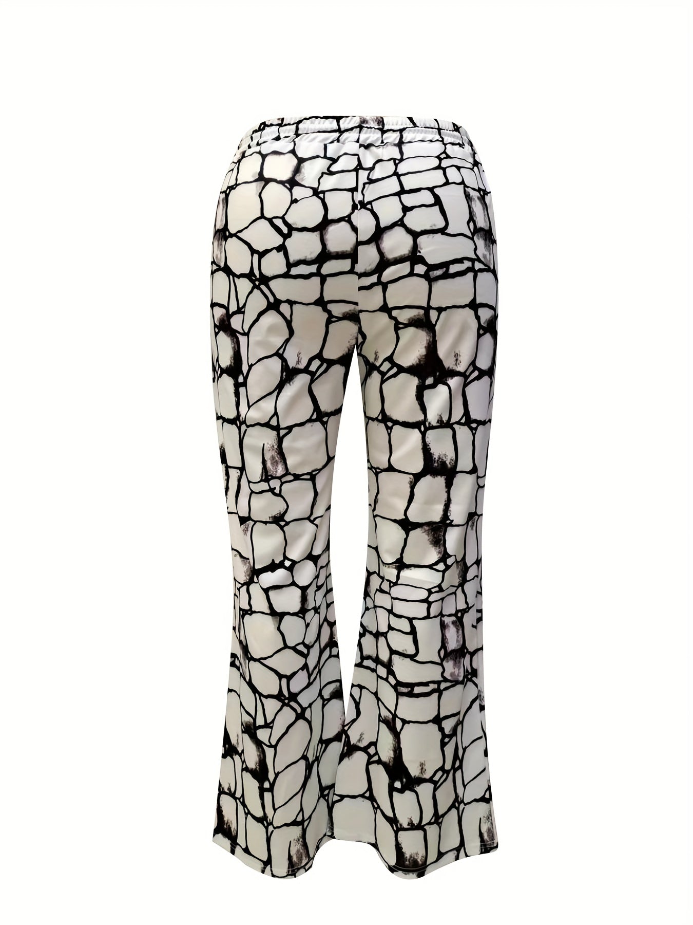  Allover Print Drawstring Wide Leg Trousers