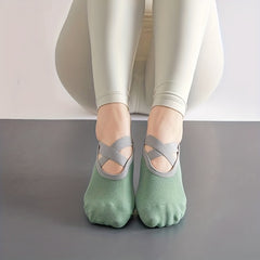 Cross Strap Non Slip Yoga Socks for Pilates Barre Ballet Fitness