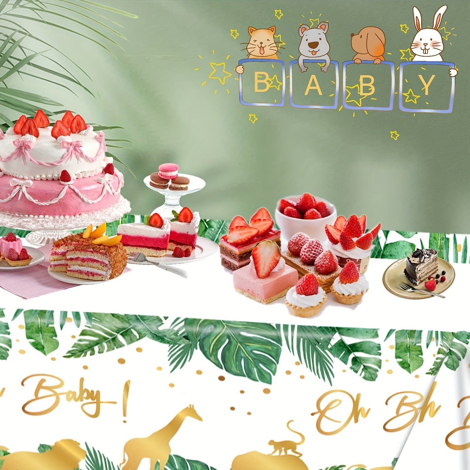 Plastic Jungle Animal Tablecloth - Waterproof Table Covers