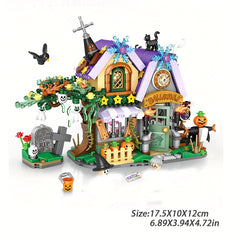 Halloween Magic House Pumpkin Straw Man Cat Mini Building Blocks