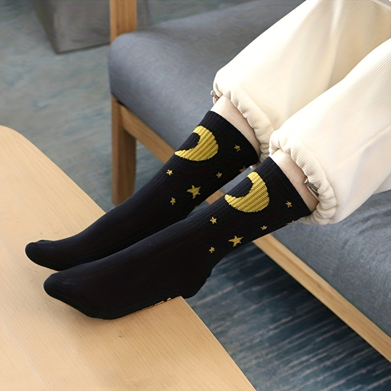 6 Pairs Cow Spot Print Socks Women's Crew Stockings Hosiery