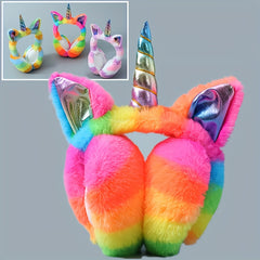 Multicolor Foldable Fleece Unicorn Earmuffs