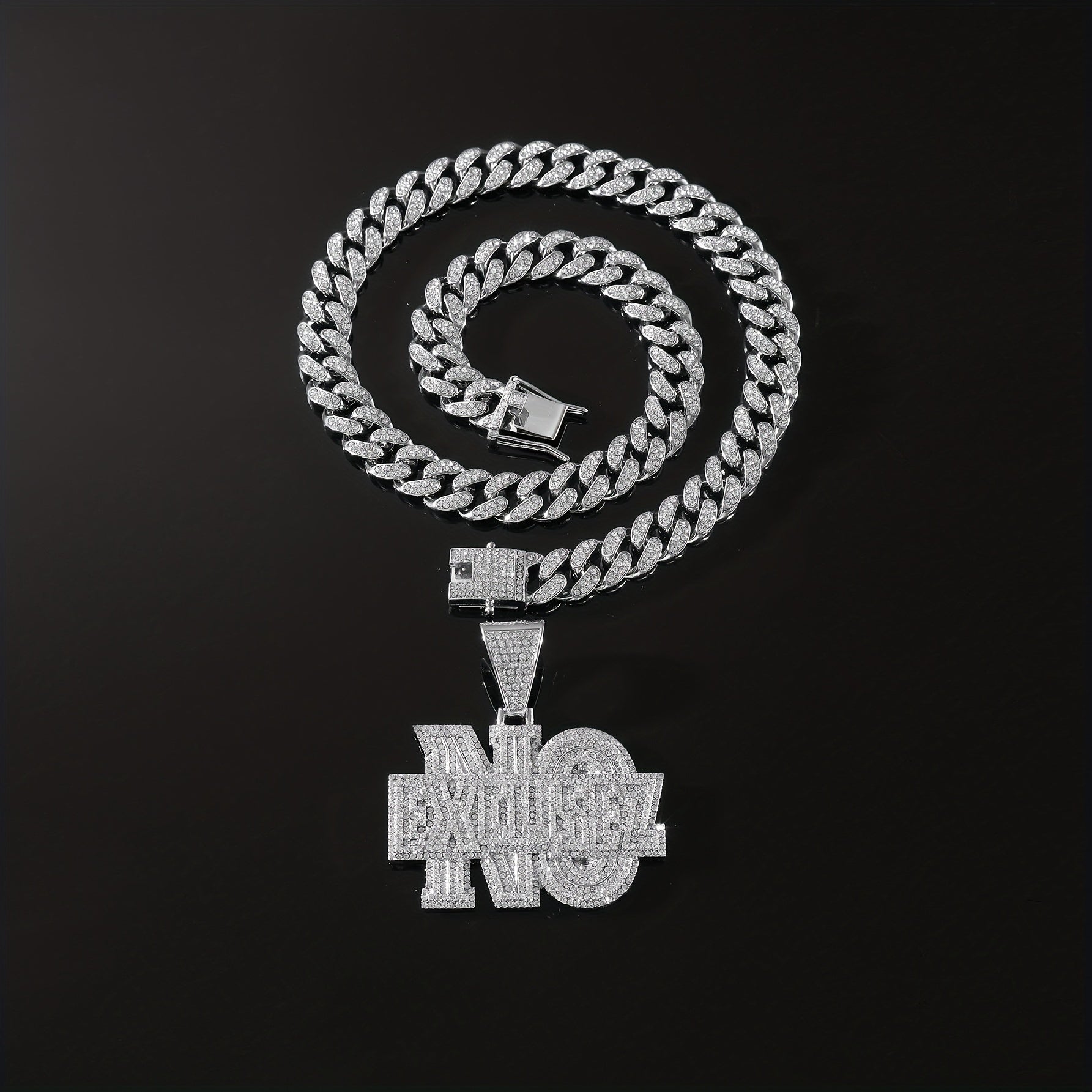 Hip hop Diamond Letter Pendant Necklace Men's Cuban Chain