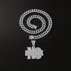 Hip hop Diamond Letter Pendant Necklace Men's Cuban Chain
