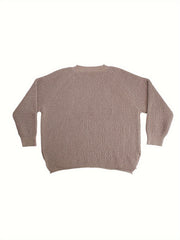  Casual Sweater Women's Plus Solid Long Sleeve Round Neck