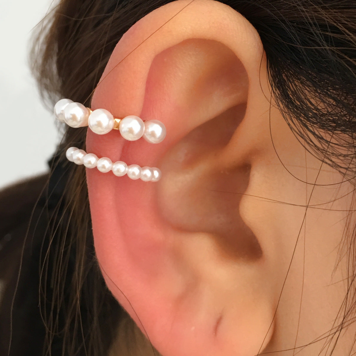 Star Leaf Flower Pearl Zircon Stud Earrings for One Ear