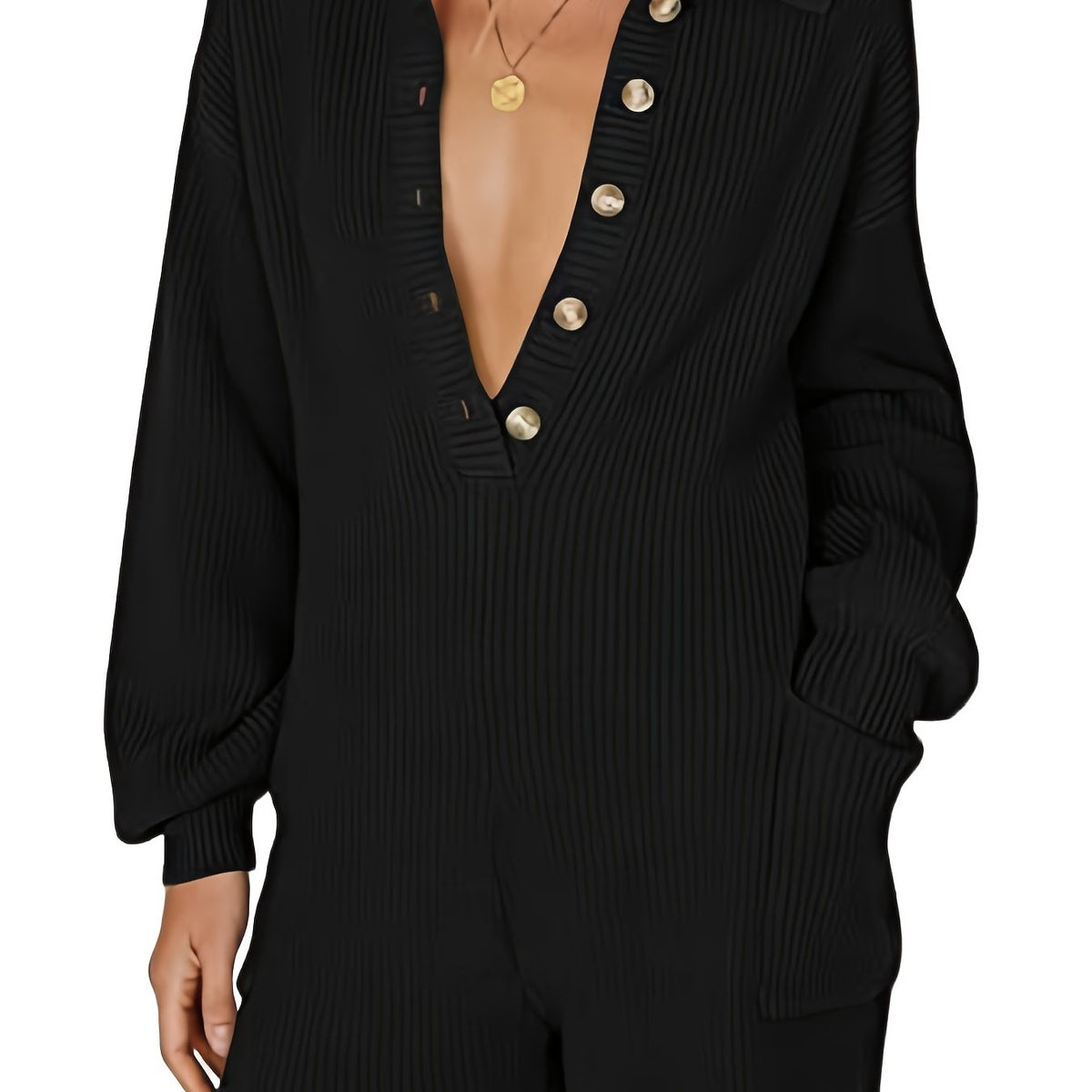Casual Solid Jumpsuit Long Sleeve