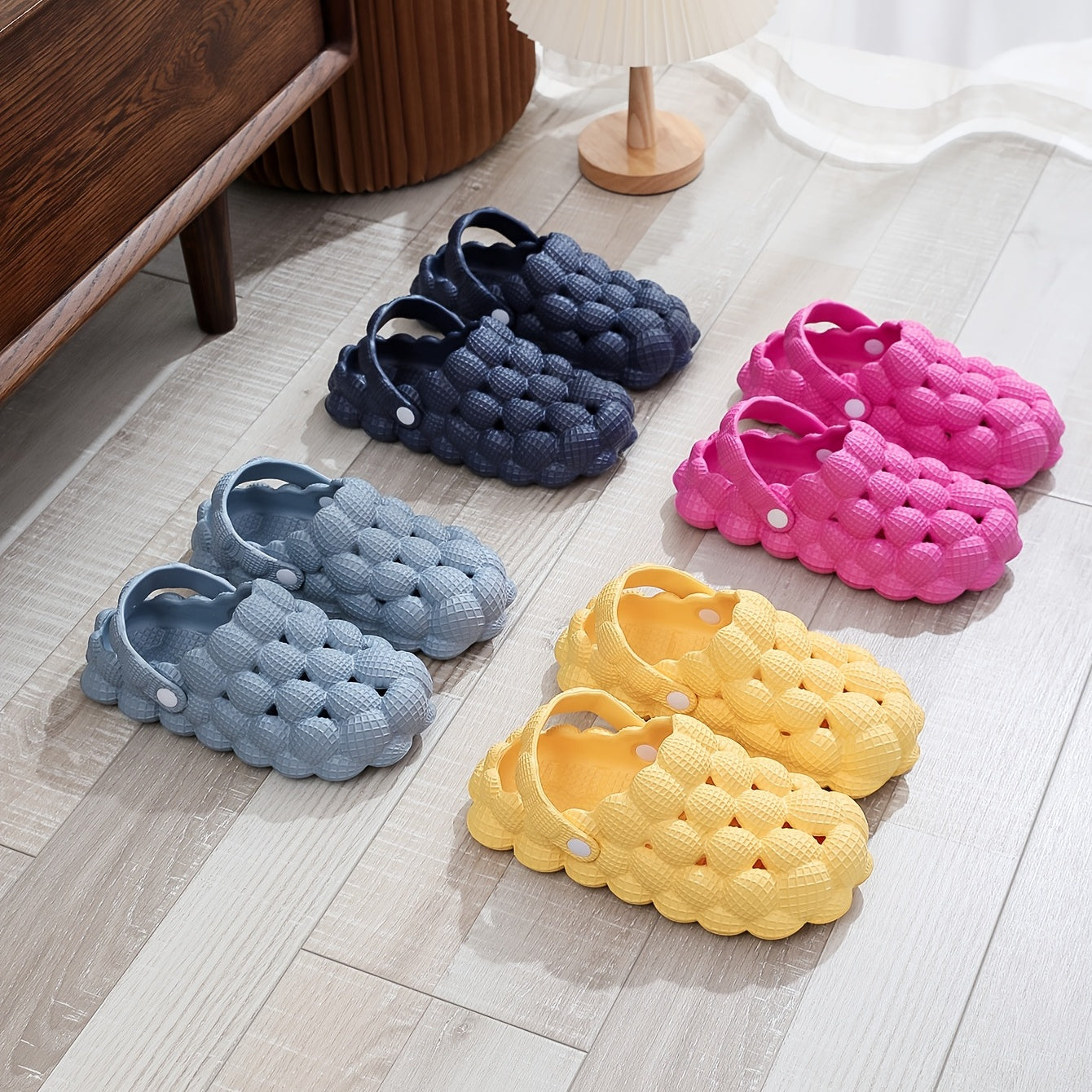 Women's Lychee Bubble Sandals Slip-On Slide Slippers Outdoor Shoes