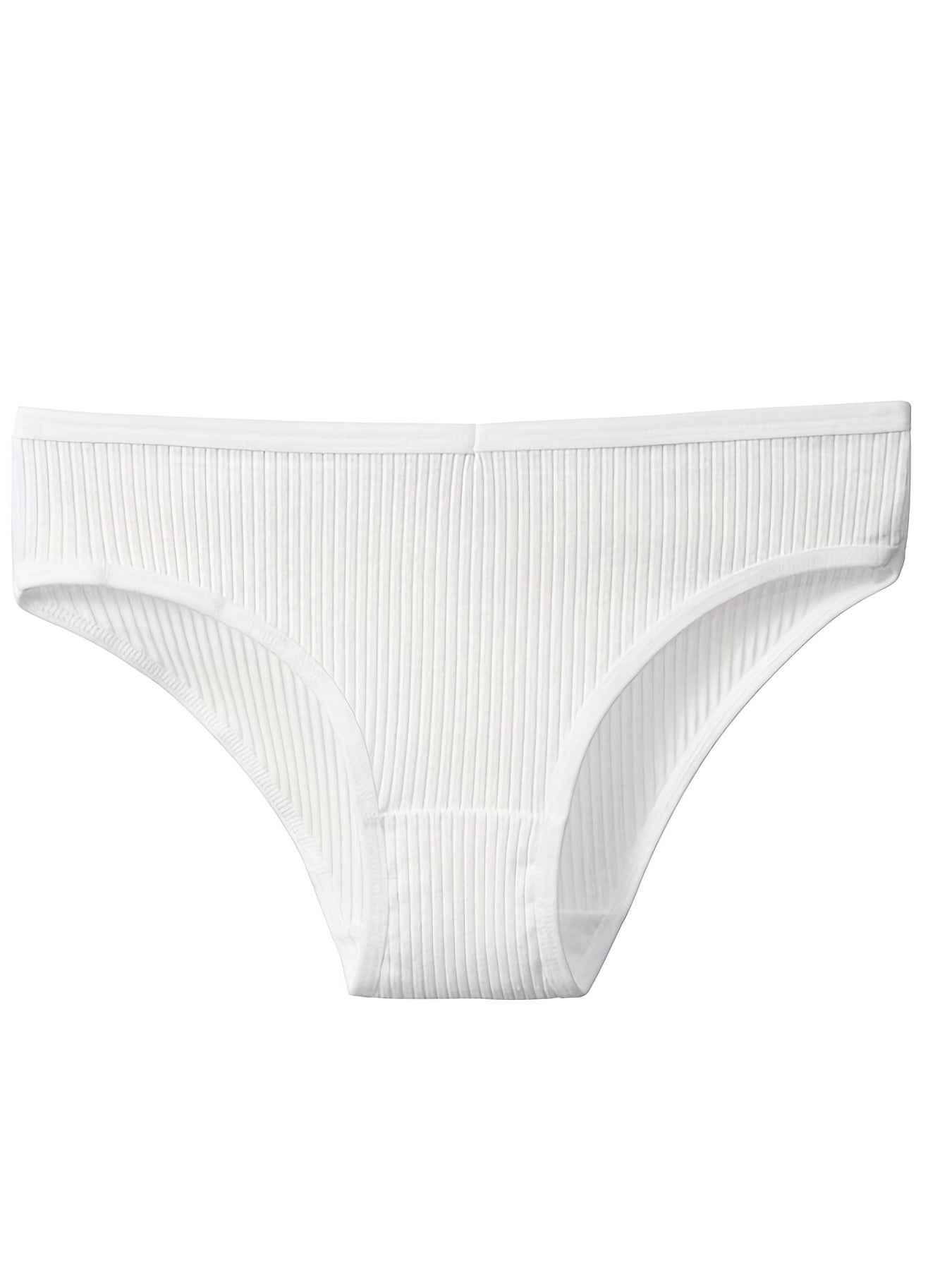 4pcs Solid Ribbed Briefs Stretchy Intimates Panties Women's Lingerie