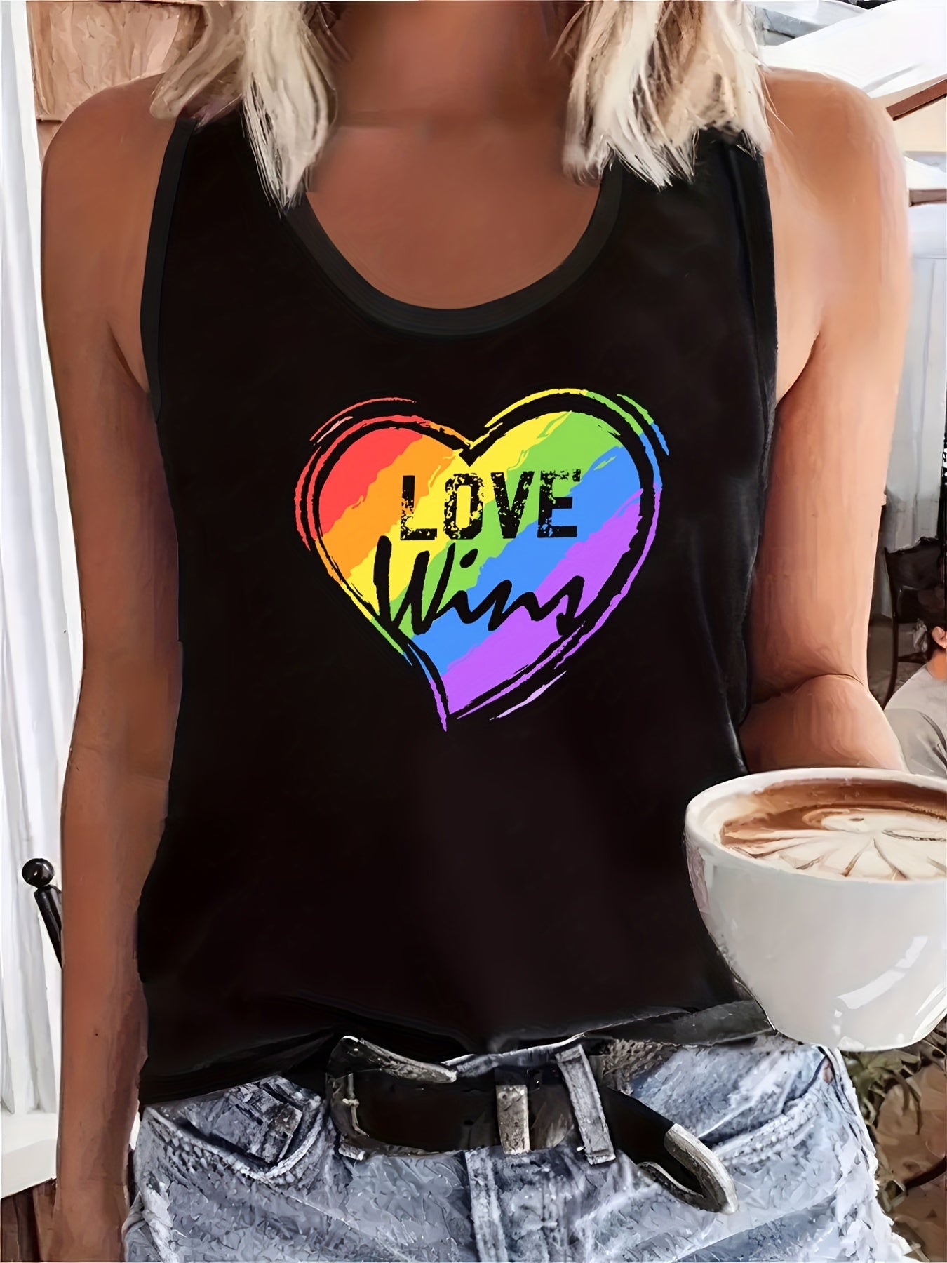  LGBT Casual Tank Top Women's Plus Graphic & Slogan Print