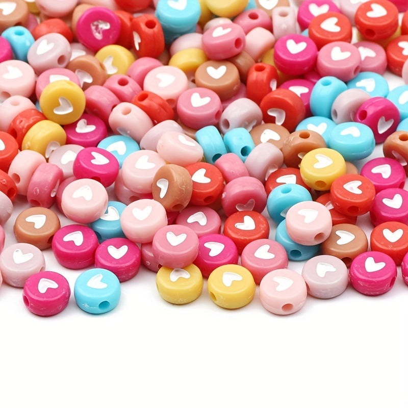 100pcs Mixed Acrylic Heart Letter Beads for DIY Jewelry Making
