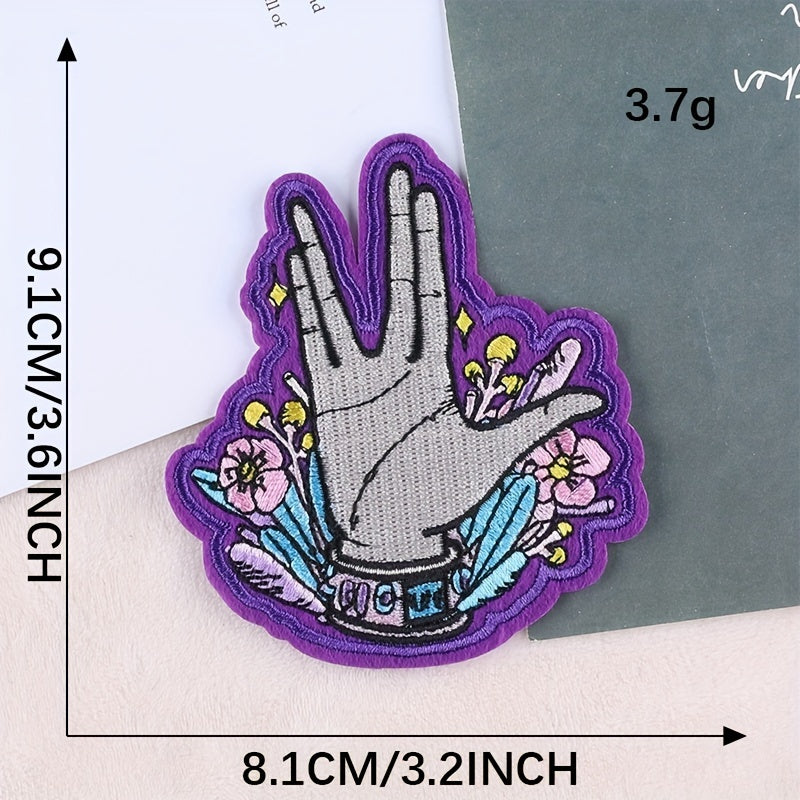 2pcs Embroidered Palm Patch Ironing Cloth Stickers