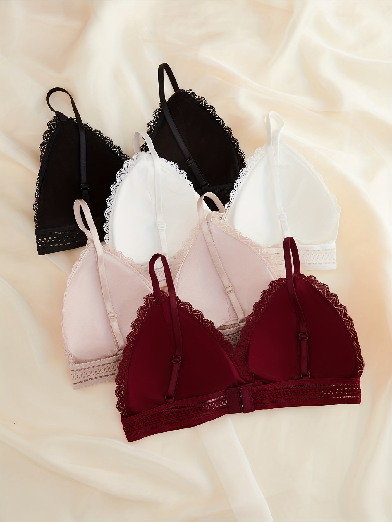 4pcs Lace Wireless Bras Women's Lingerie