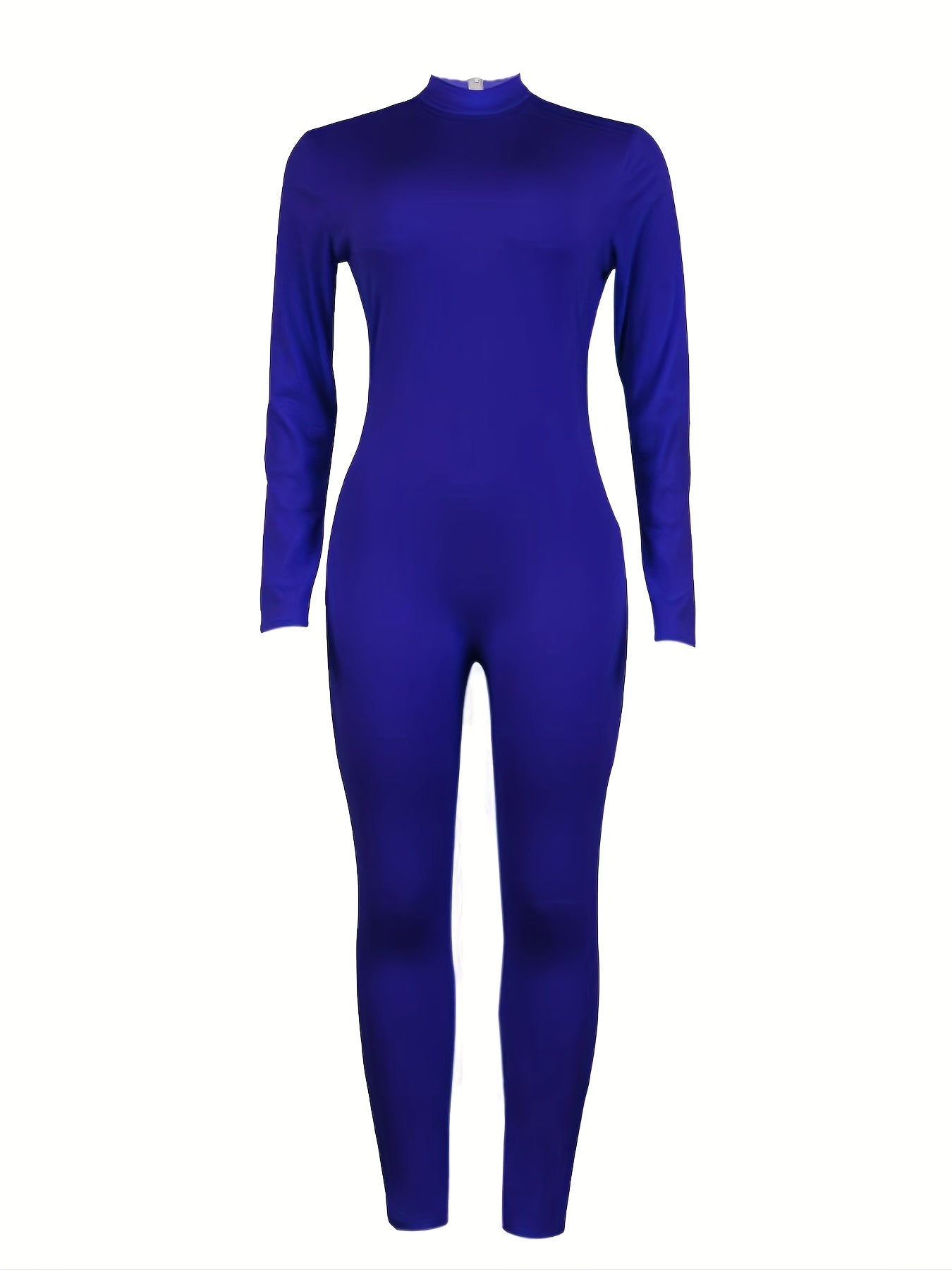 Solid Long Sleeve Round Neck Jumpsuit Skinny Bodycon