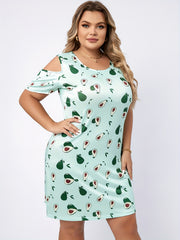  Avocado Cold Shoulder Nightdress Round Neck Sleep Dress