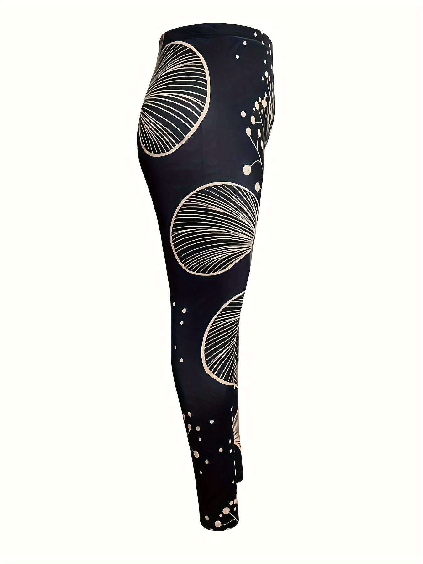 Women's Plus Floral Print Skinny Trousers High Rise Elastic Waist