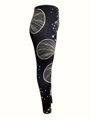 Women's Plus Floral Print Skinny Trousers High Rise Elastic Waist