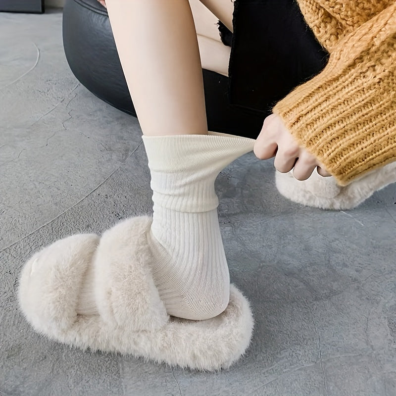 Soft Ribbed Mid Tube Socks Women's Stockings