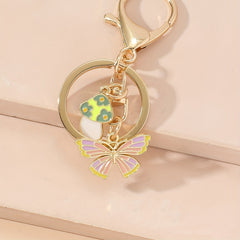 Butterfly Mushroom Keychain Purse Bag Charm