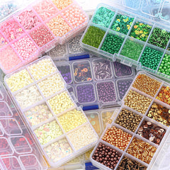10 Grids Rice Bead Sequins Pearl Material Pack 1 Box