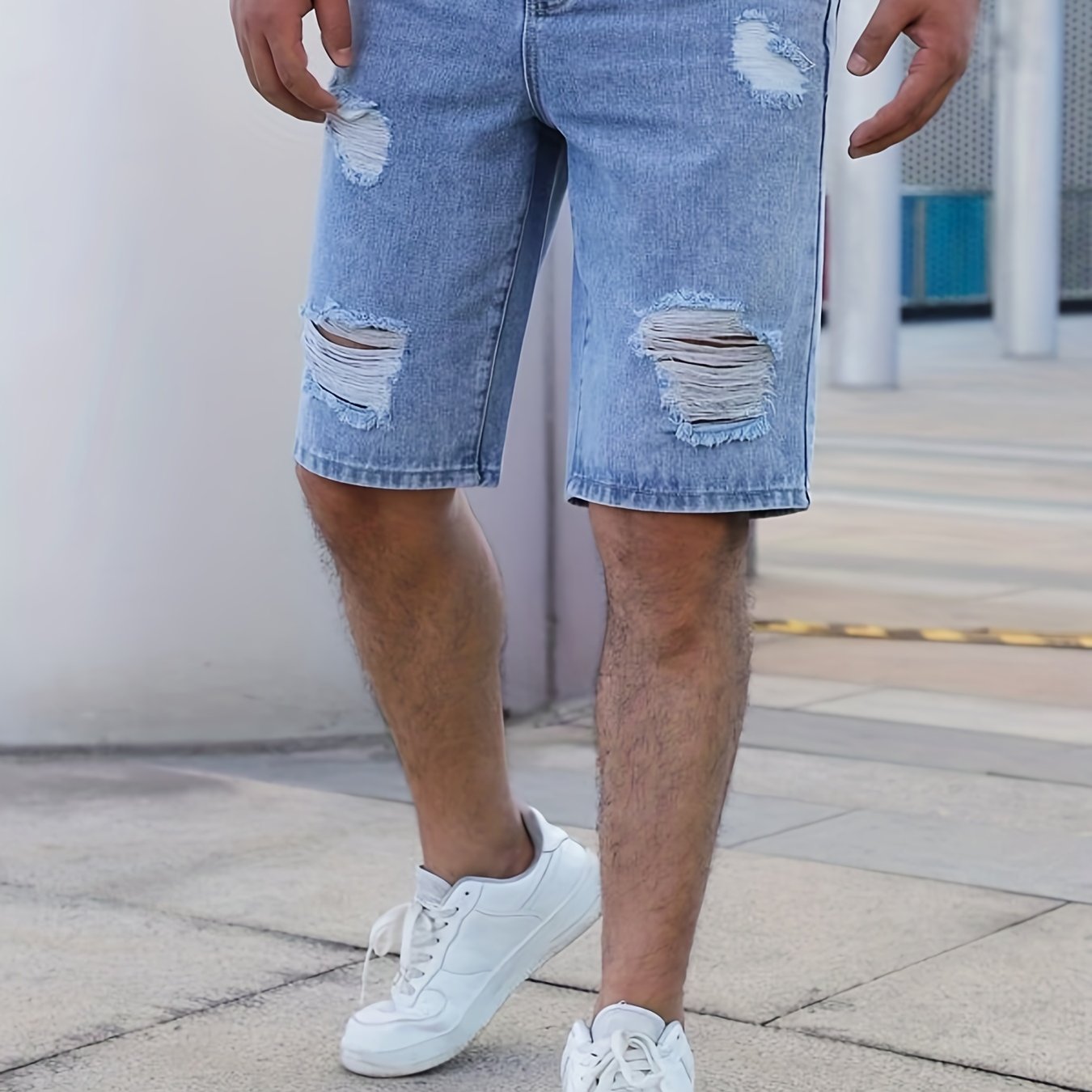 Men's Ripped Denim Shorts for Spring & Summer