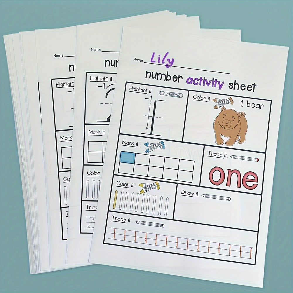 Number Tracing Book for Kids, Math Workbook with Drawbar