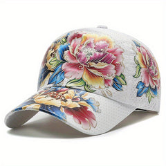 Boho Flower Print Baseball Cap Quick Drying Mesh Sports Sun Hat