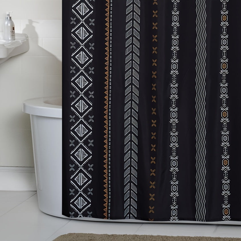 Boho Stripe Shower Curtain Waterproof Fabric Bathroom Decor