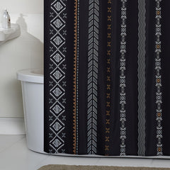 Boho Stripe Shower Curtain Waterproof Fabric Bathroom Decor