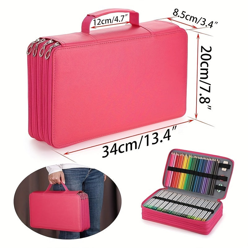 PU Pencil Case 300 Slots Large Capacity Storage Bag Marble Grey Rose Red