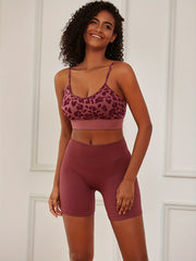 Leopard Print Bra & Panties Set Full Coverage & High Waist Elastic Lingerie
