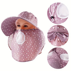 Floral Print Sun Hats With Neck Gaiter Mask UV Protection Visors