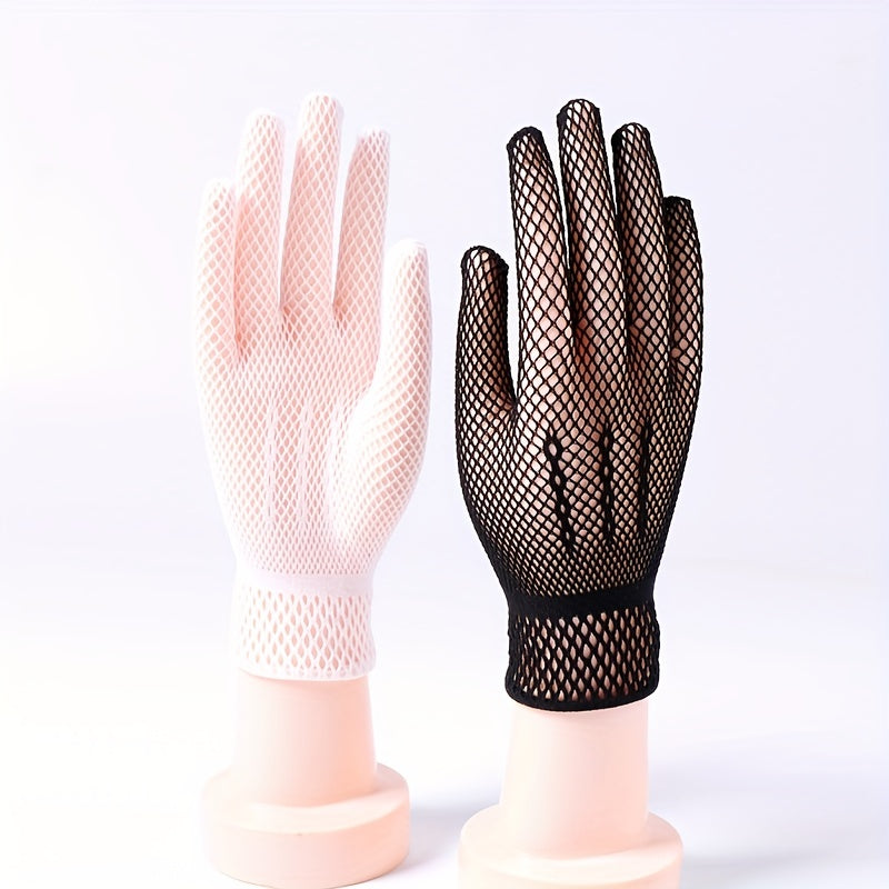 Mesh Hollow Gloves Lace Solid Punk Dress Gloves For Women