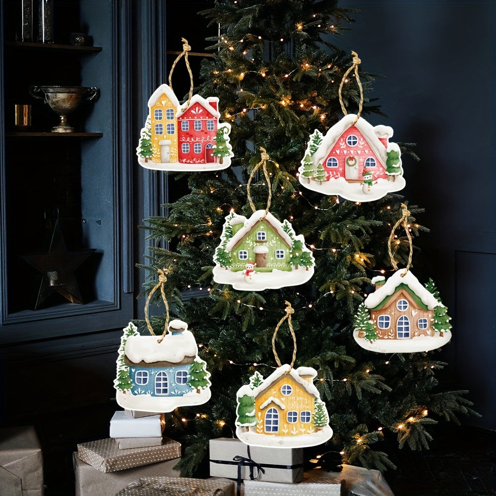 6pcs Snowhouse Hanging Ornament Christmas Tree Decoration