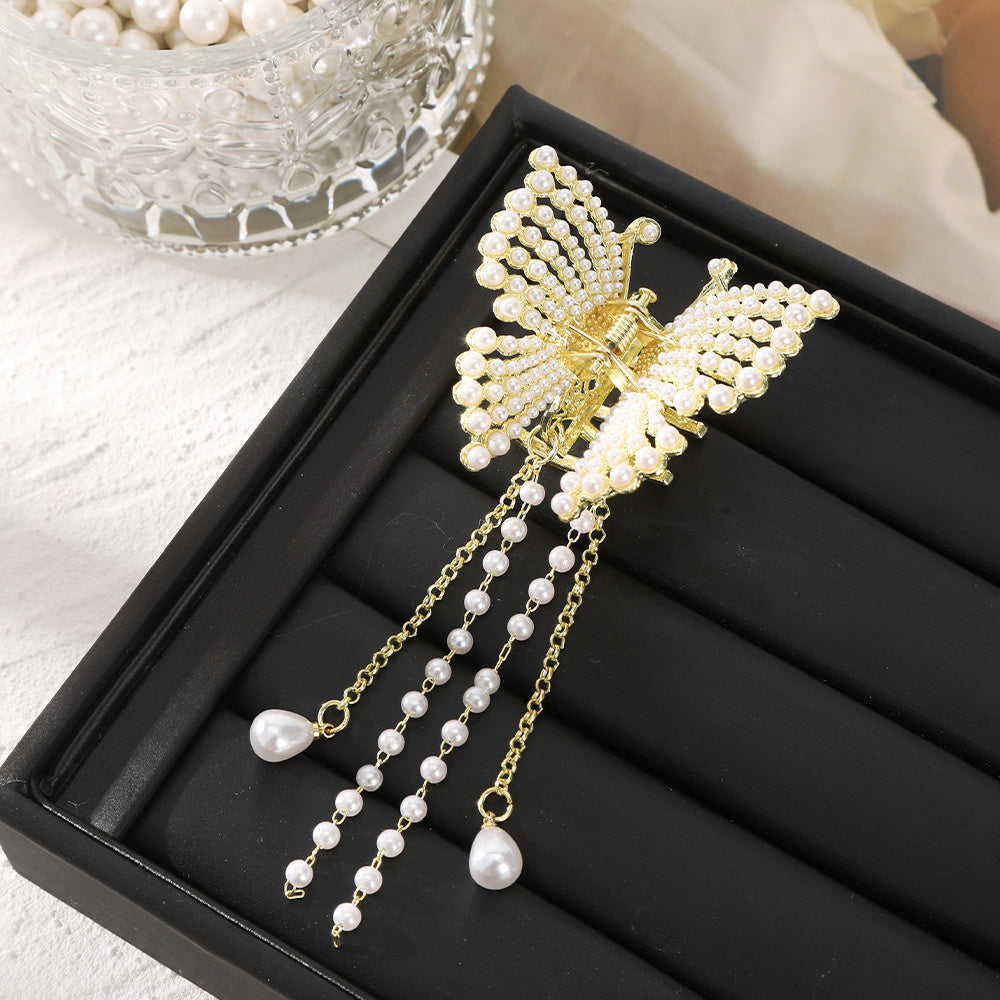 Long Tassel Hair Claw Clips Rhinestone Butterfly Hair Barrettes for Women