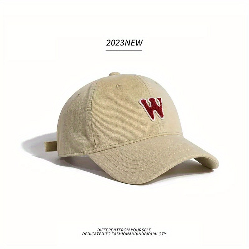W Baseball Cap Solid Cotton Dad Hat Adjustable Sun Hat