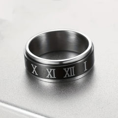 Stainless Steel Roman Numeral Spinner Ring - Anti Anxiety Spinner Rings