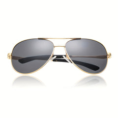 OUWEN Aviator Sunglasses Men Metal Frame UV Protection Gray Lens