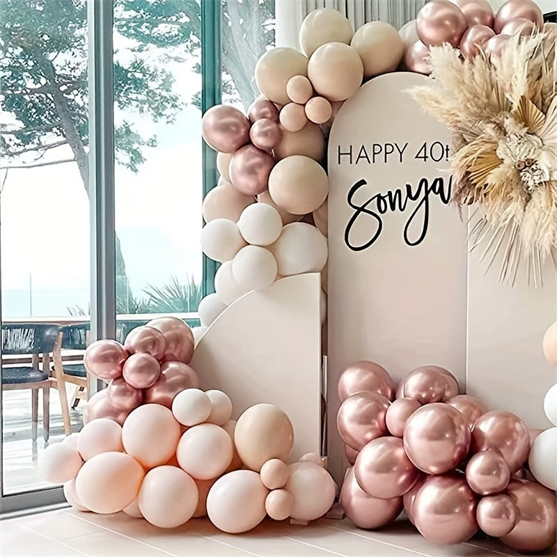 120pcs Brown Balloon Nude Rose Golden Double Filled Skin Tone Balloon