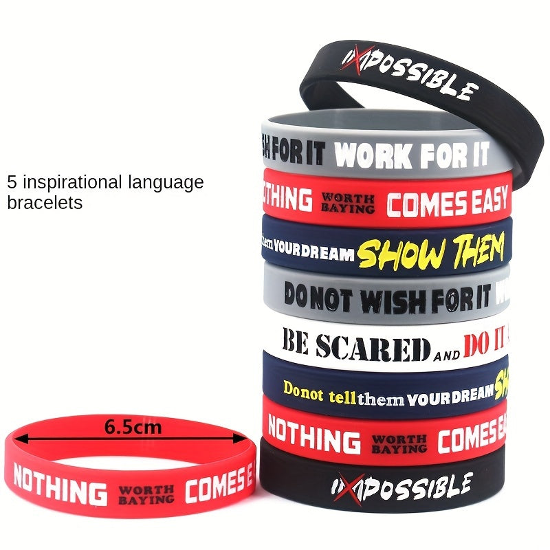 5pcs Waterproof Inspirational Silicone Bracelets