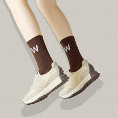 5 Pairs Letter Print Socks Breathable Women's Mid Tube Stockings