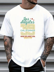Classic Retro Letter And Number Print Men's Graphic Crew Neck T shirt
