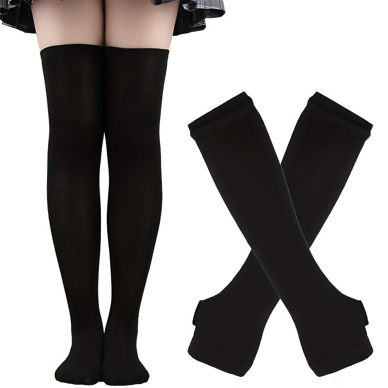 Y2K Knitted Fingerless Gloves Long Sleeves