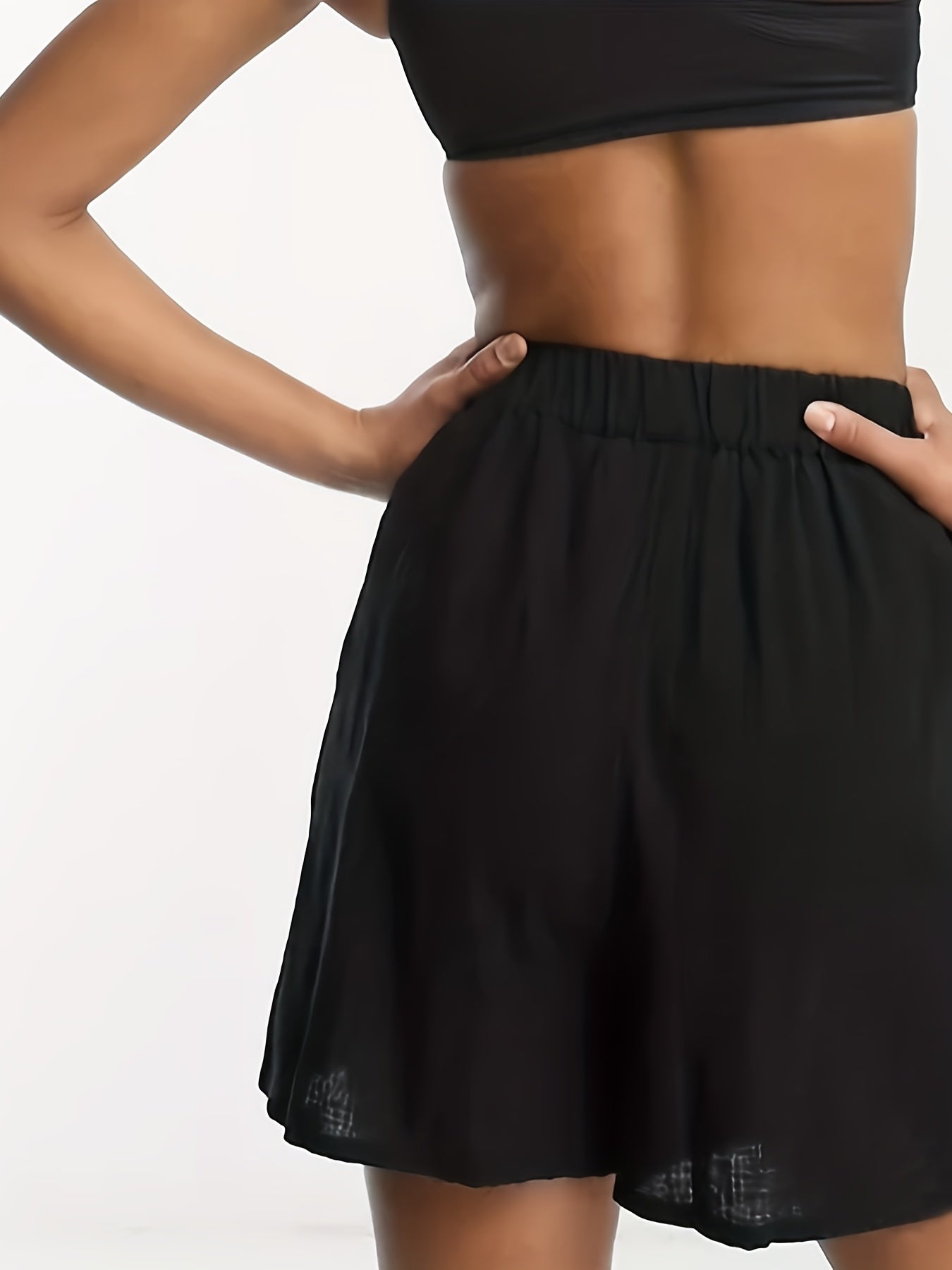 Summer Women's Elastic Waist Solid Shorts Casual Every Shorts