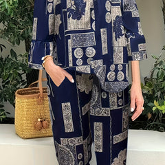 Off Shoulder Bell Sleeve Top & Pants Set