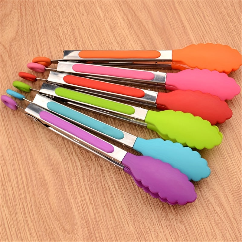 Non Slip Silicone Food Tongs Stainless Steel Kitchen Tongs Durable