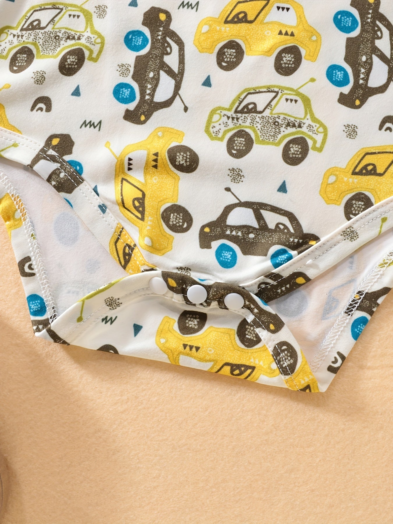 Boys' Triangle Jumpsuits Car Letter Print Rompers 3pcs Set