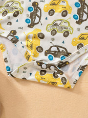 Boys' Triangle Jumpsuits Car Letter Print Rompers 3pcs Set
