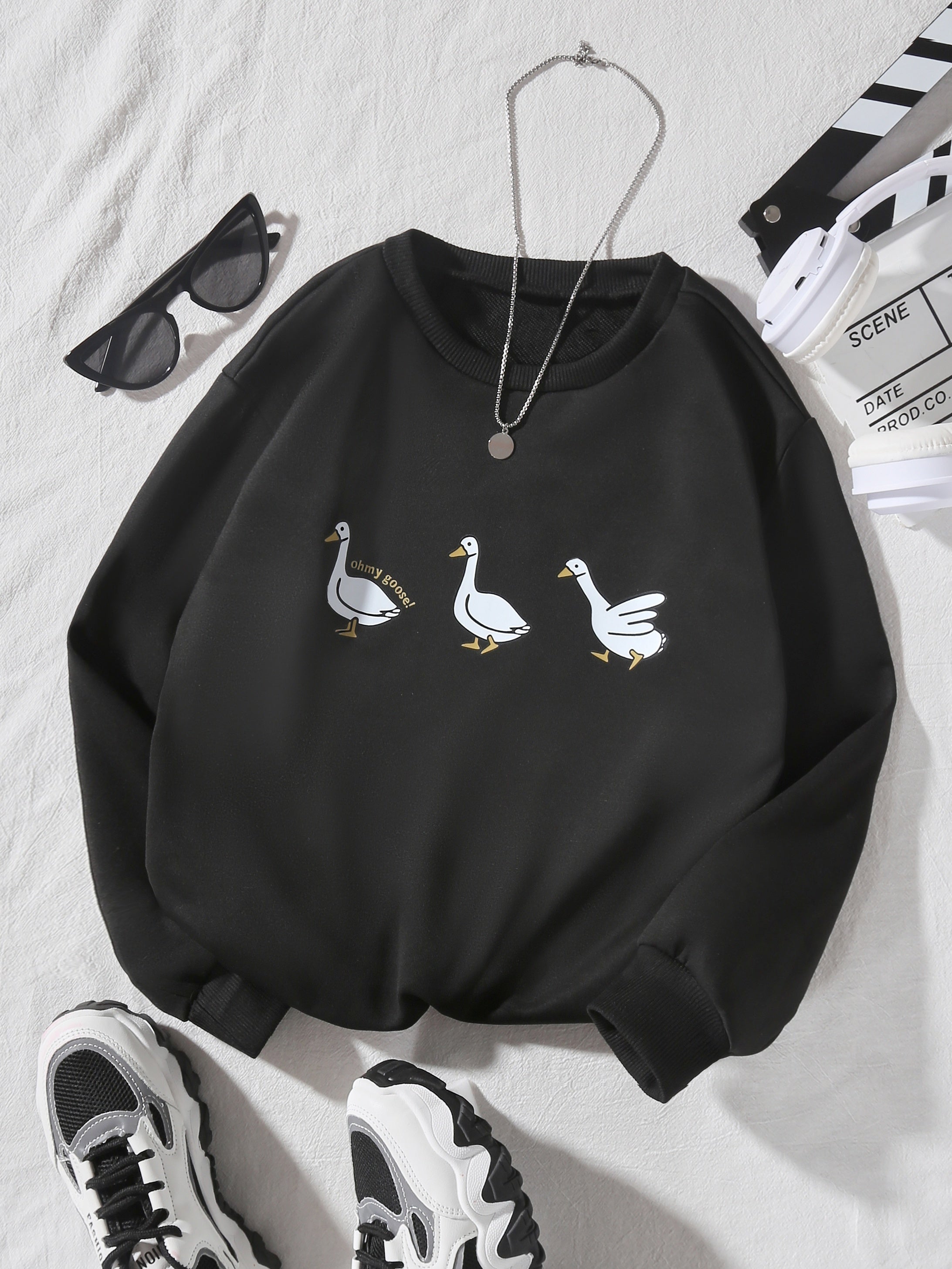 Girls' Smile Ducks Graphic Crew Neck Sweatshirt Pullovers for Kids